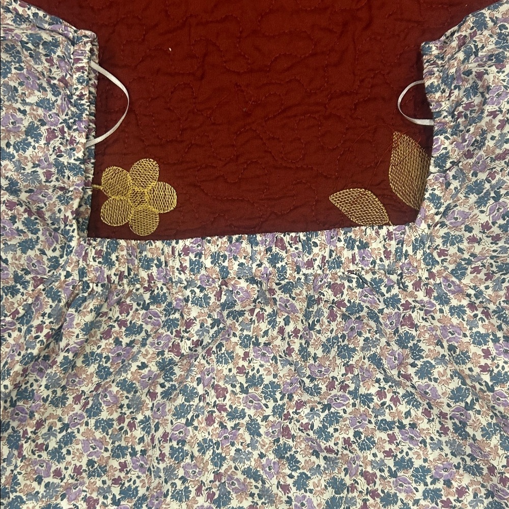 Uniqlo Square Neck Mini Ruffle Tiered Purple Floral Puff Sleeve Dress - Picture 7 of 10